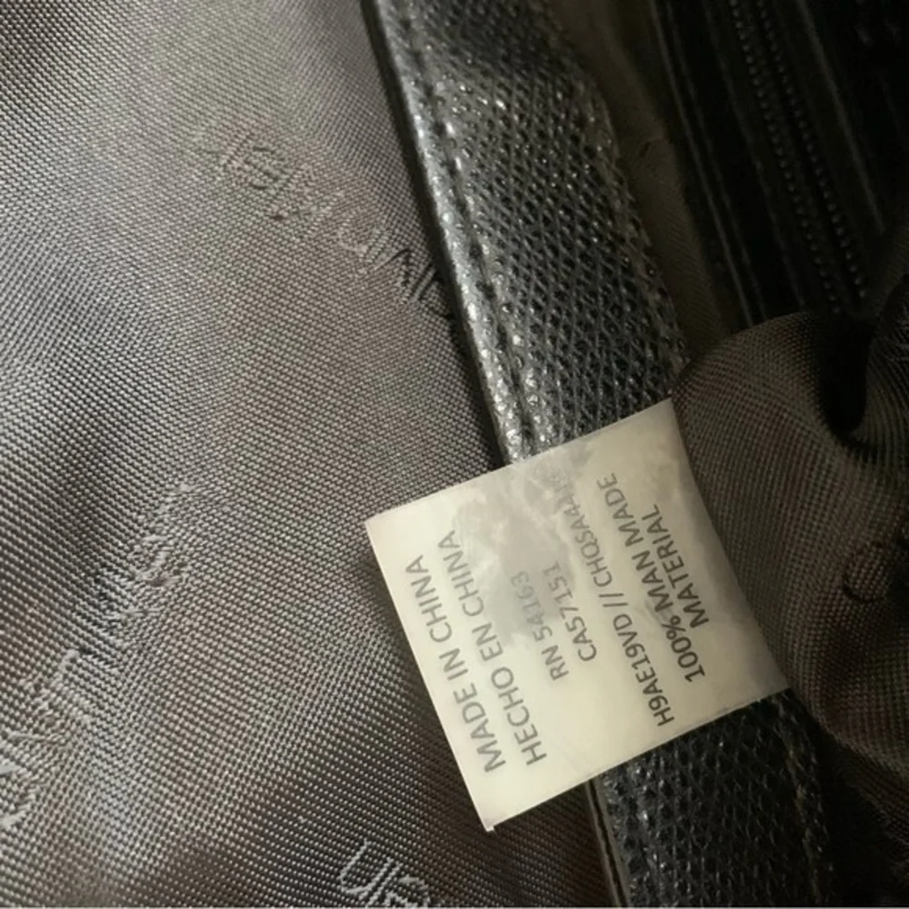 Calvin Klein Black PU Leather Crossbody Bag Gold Accents Good Plus Condition